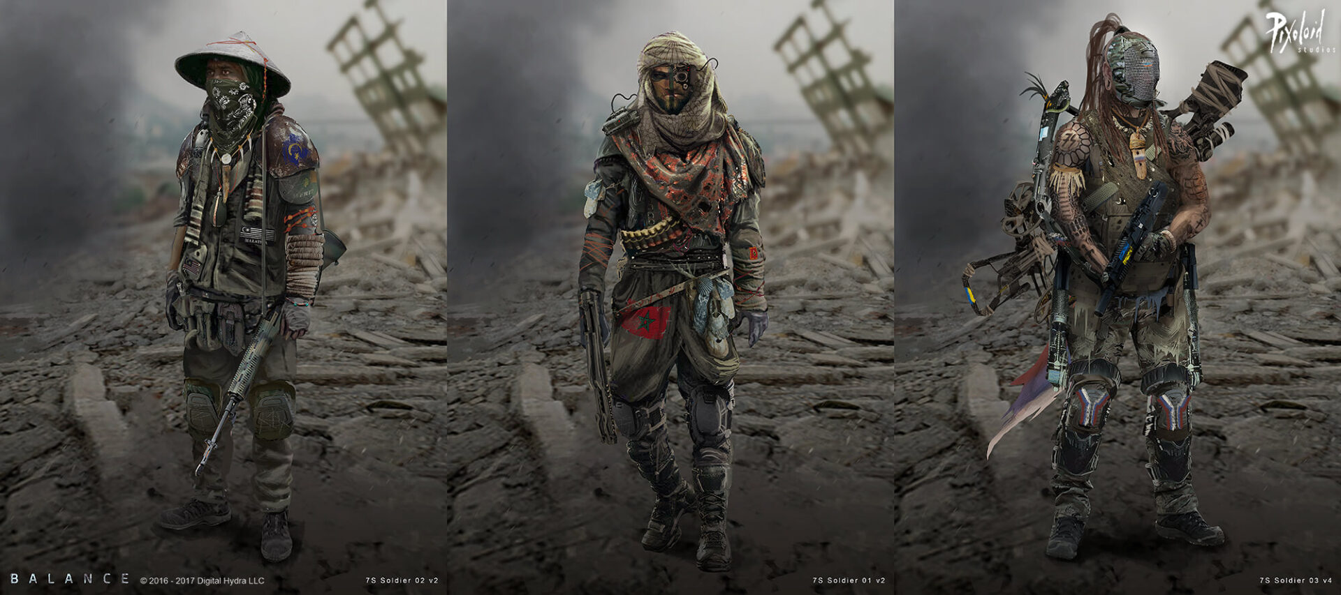Balance soldier costume concept variations