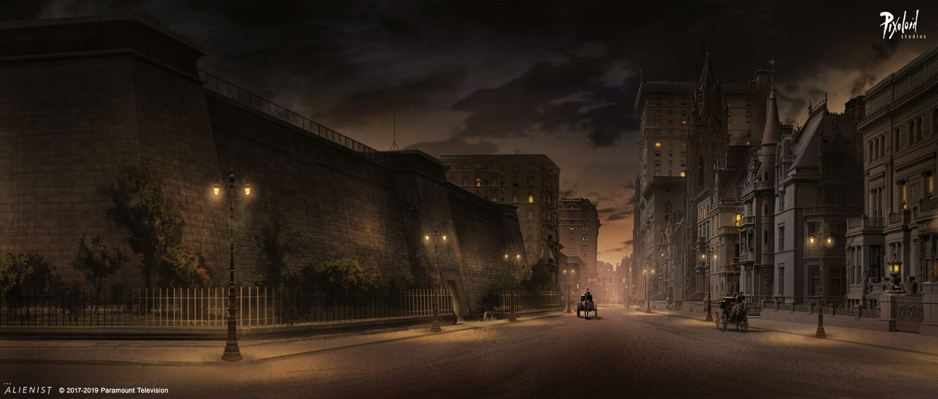 Corton reservoir - Streets at night - Set dressing, Location concept design for The Alienist