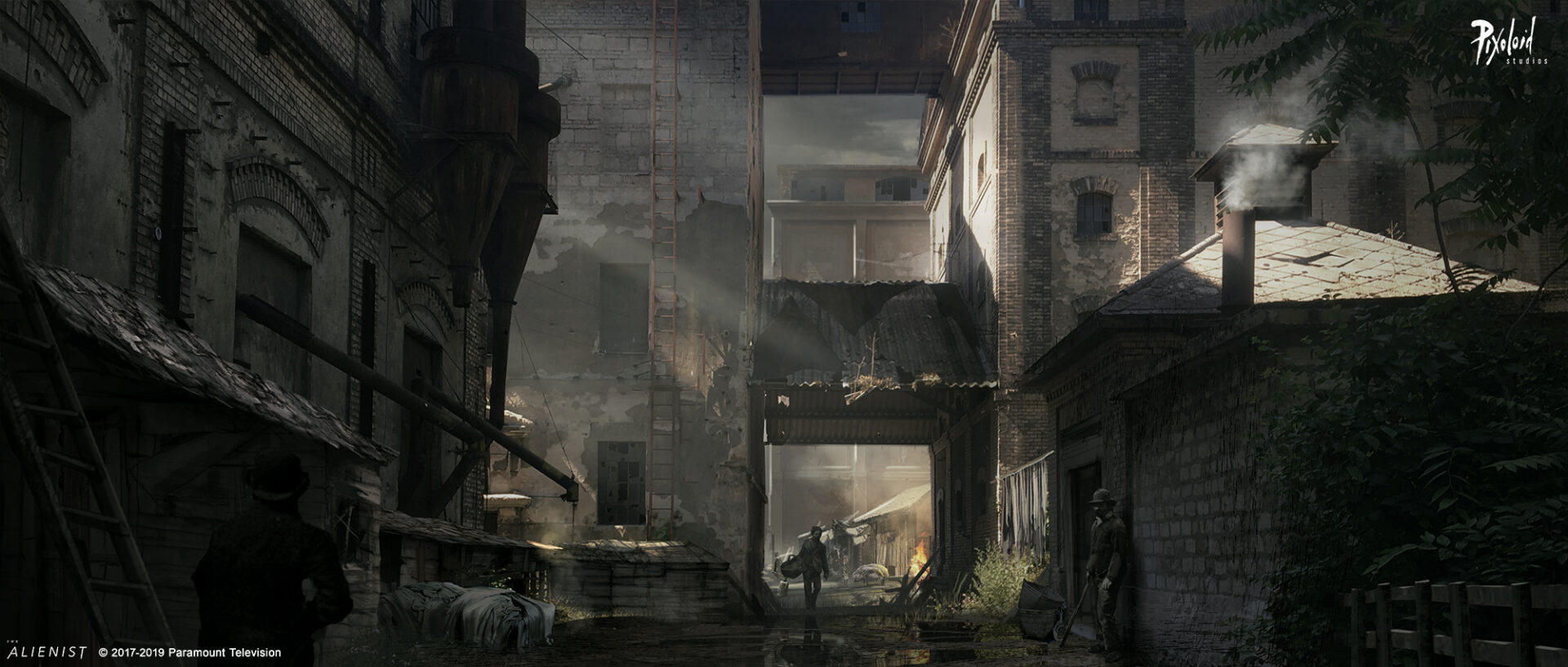 Beecham's world alley - location, set and keyframe concept - The Alienist
