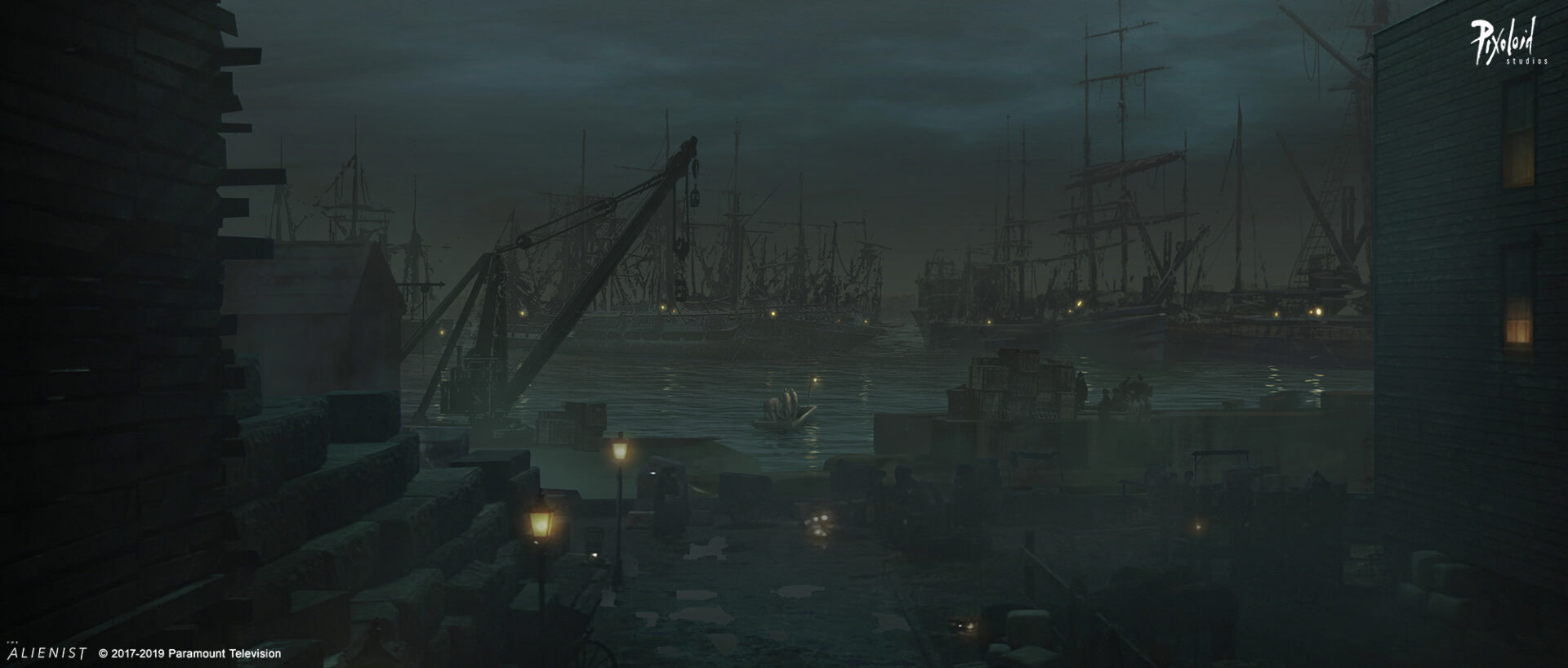 Concept art for The Alienist - Harbor at night