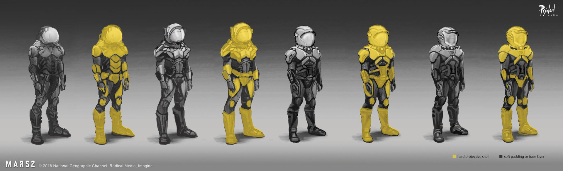 Space suit designs for MARS series / National Geographic